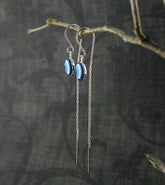 Blue and White Evil Eye Silver Threader Earrings Protection | Woot & Hammy